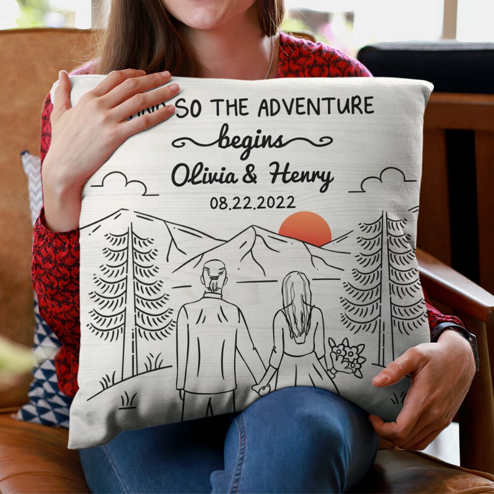 And We Lived Happily Ever After - Personalized Pillow - Birthday Anniversary Gifts For Husband, Wife, Engagement Newlywed Gifts For Couples - Image 3