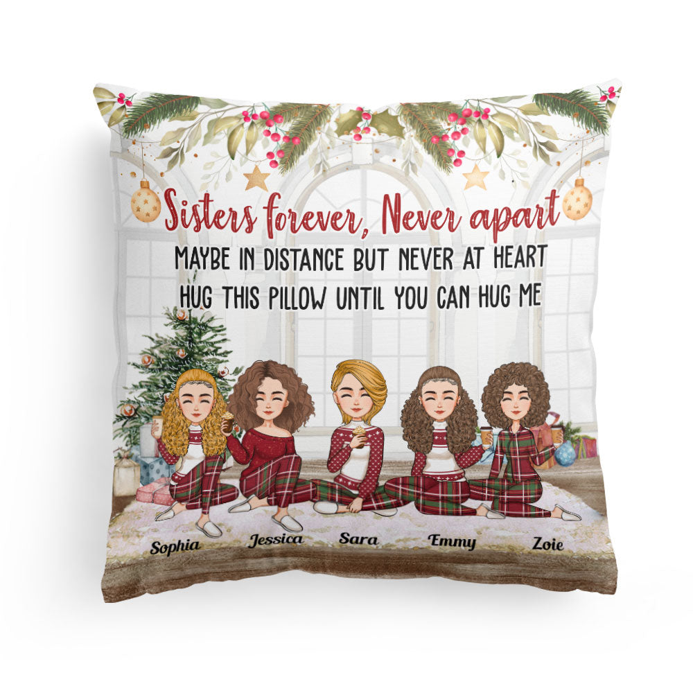 Besties Forever Hug This Pillow Until You Can Hug Me - Personalized Pillow - Birthday Christmas Gift For Besties, Sisters, Sistas - Chibi Girls
