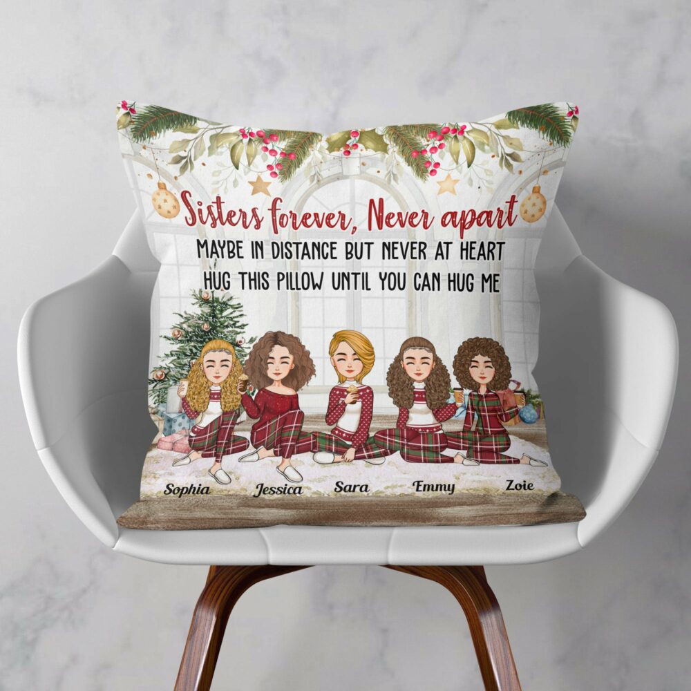 Besties Forever Hug This Pillow Until You Can Hug Me - Personalized Pillow - Birthday Christmas Gift For Besties, Sisters, Sistas - Chibi Girls - Image 2
