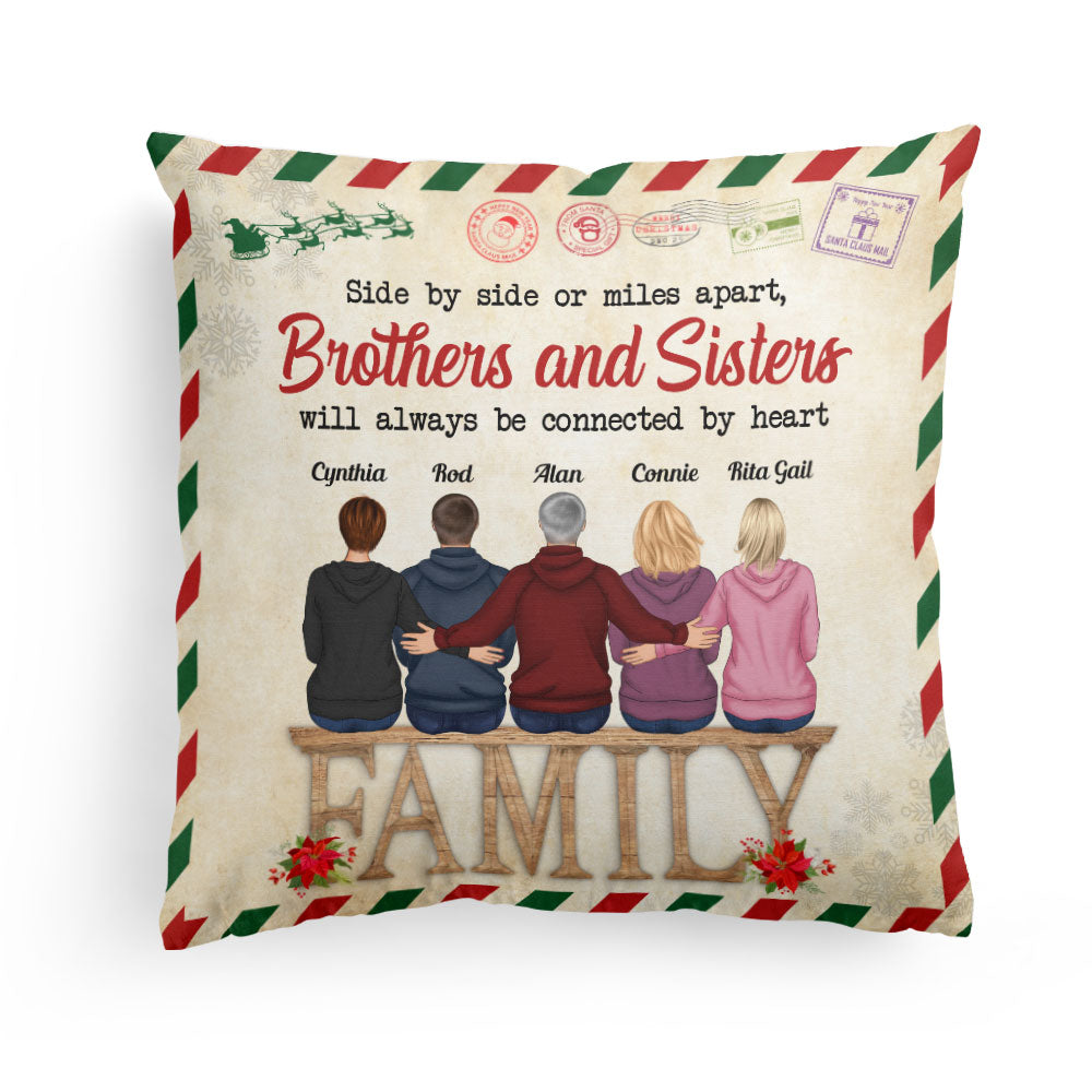 Brothers & Sisters - Always Be Connected By Heart - Personalized Pillow - Birthday, Christmas, New Year  Gift For Sisters, Brothers, Sibling