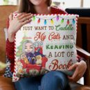 Cuddle My Cats And Reading Books - Personalized Pillow (Insert Included) - Christmas Gift For Cat & Book Lovers