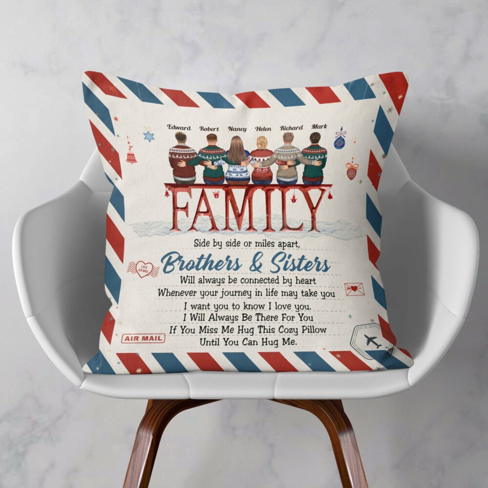 Family Will Always Be Connected By Heart - Personalized Pillow - Christmas Gift For Family, Brothers, Sisters - Image 2