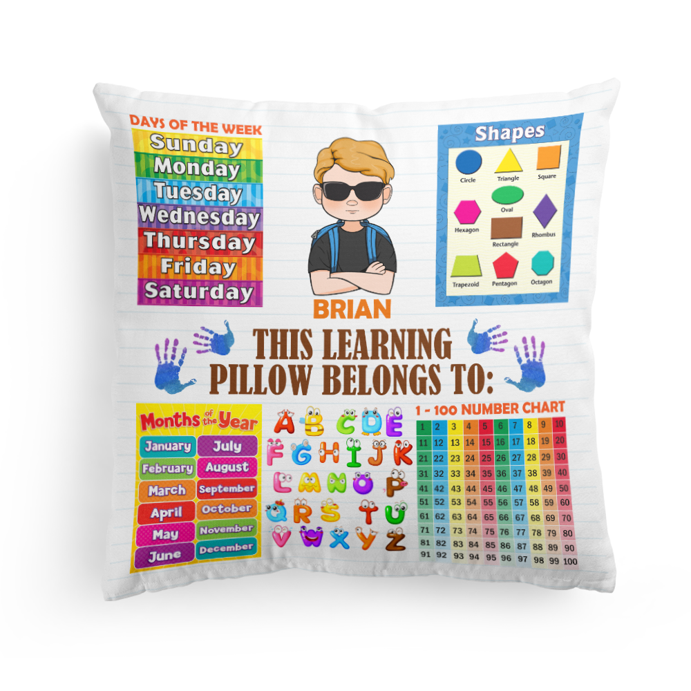 Funny Learning For Kids - Personalized Pillow - Birthday Back To School 1st Day Of School Gift For Sons, Daughters, Nephews, Nieces