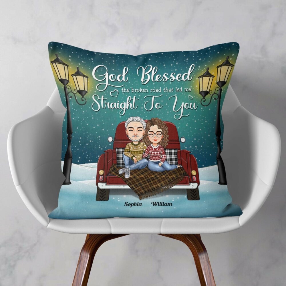 God Blessed The Broken Road - Personalized Pillow - Christmas, Loving, Anniversary Gift For Couple, Husband And Wife, Life Partners - Image 2
