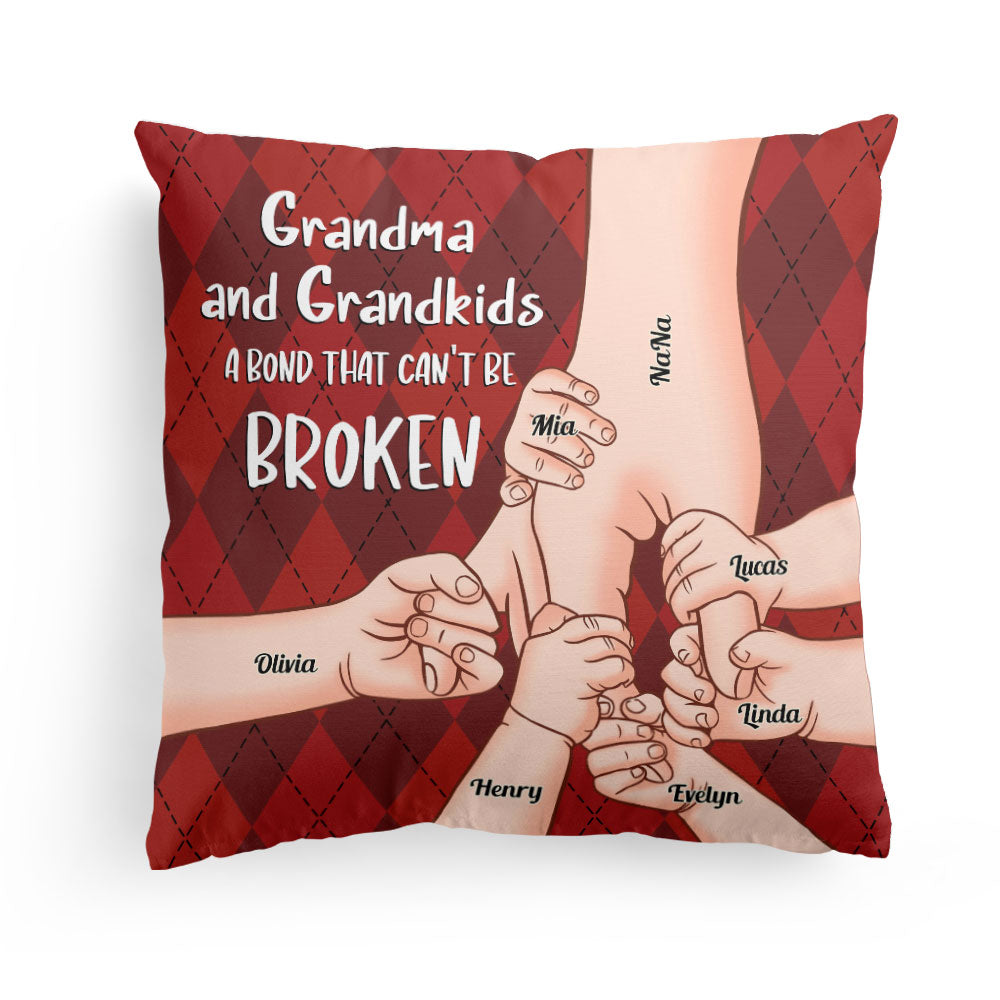 Grandparent And Grandkid A Bond That Can't Be Broken - Personalized Pillow - Birthday, Loving Gift For Grandpa, Grandma, Mom & Dad