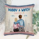 Hubby & Wifey Est - Personalized Pillow - Birthday Anniversary Gift For Husband, Wife - Gift From Daughters, Sons For Parents