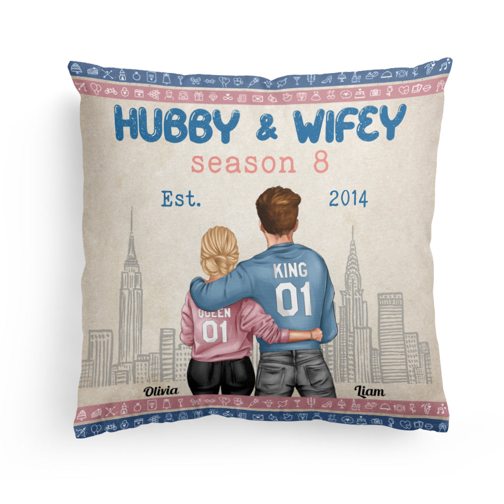 Hubby & Wifey Est - Personalized Pillow - Birthday Anniversary Gift For Husband, Wife - Gift From Daughters, Sons For Parents