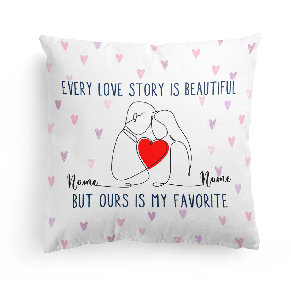 Love Story Is Beautiful, Couple Valentine - Personalized Pillow - Gift For Couple, Partners, Husband and Wife