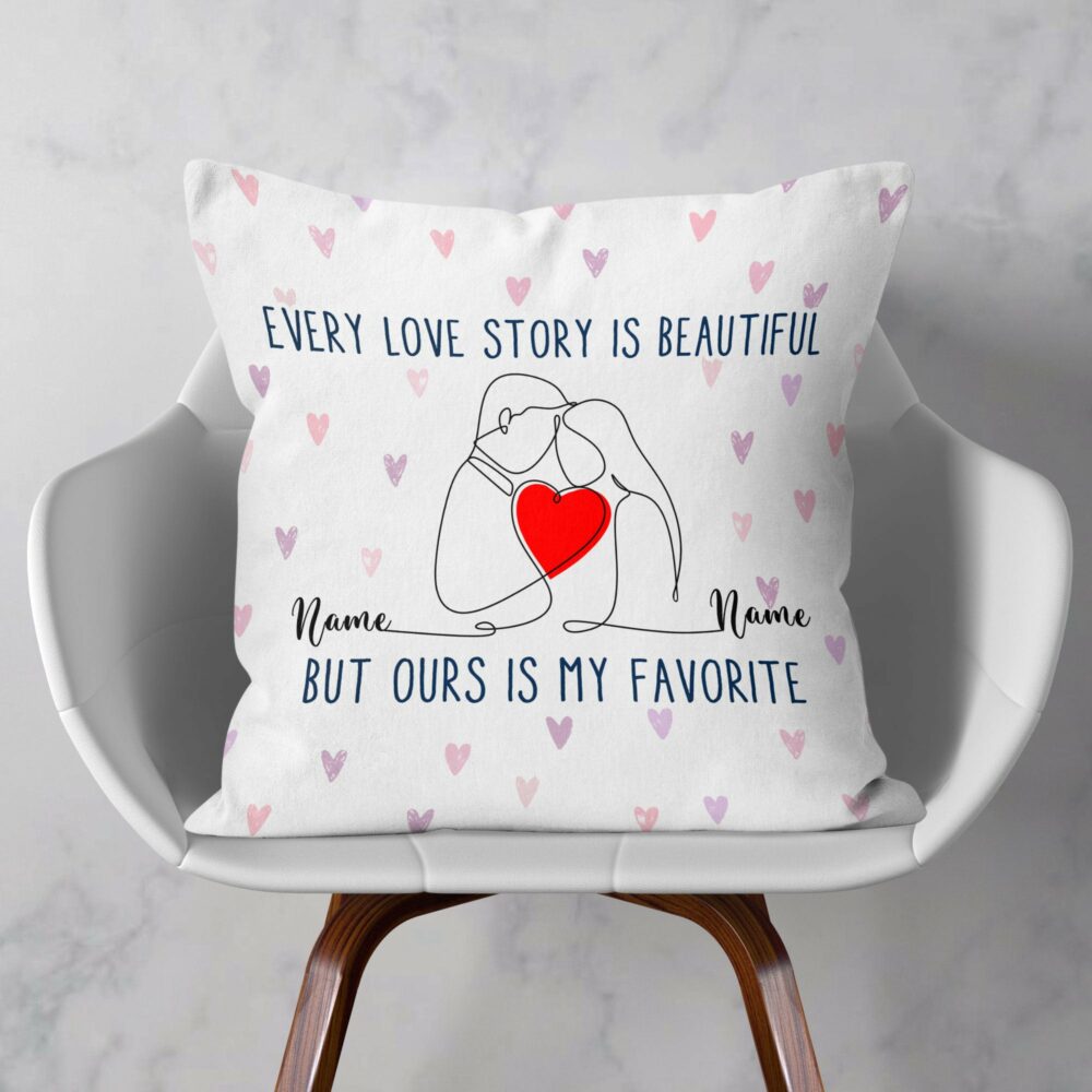 Love Story Is Beautiful, Couple Valentine - Personalized Pillow - Gift For Couple, Partners, Husband and Wife - Image 2