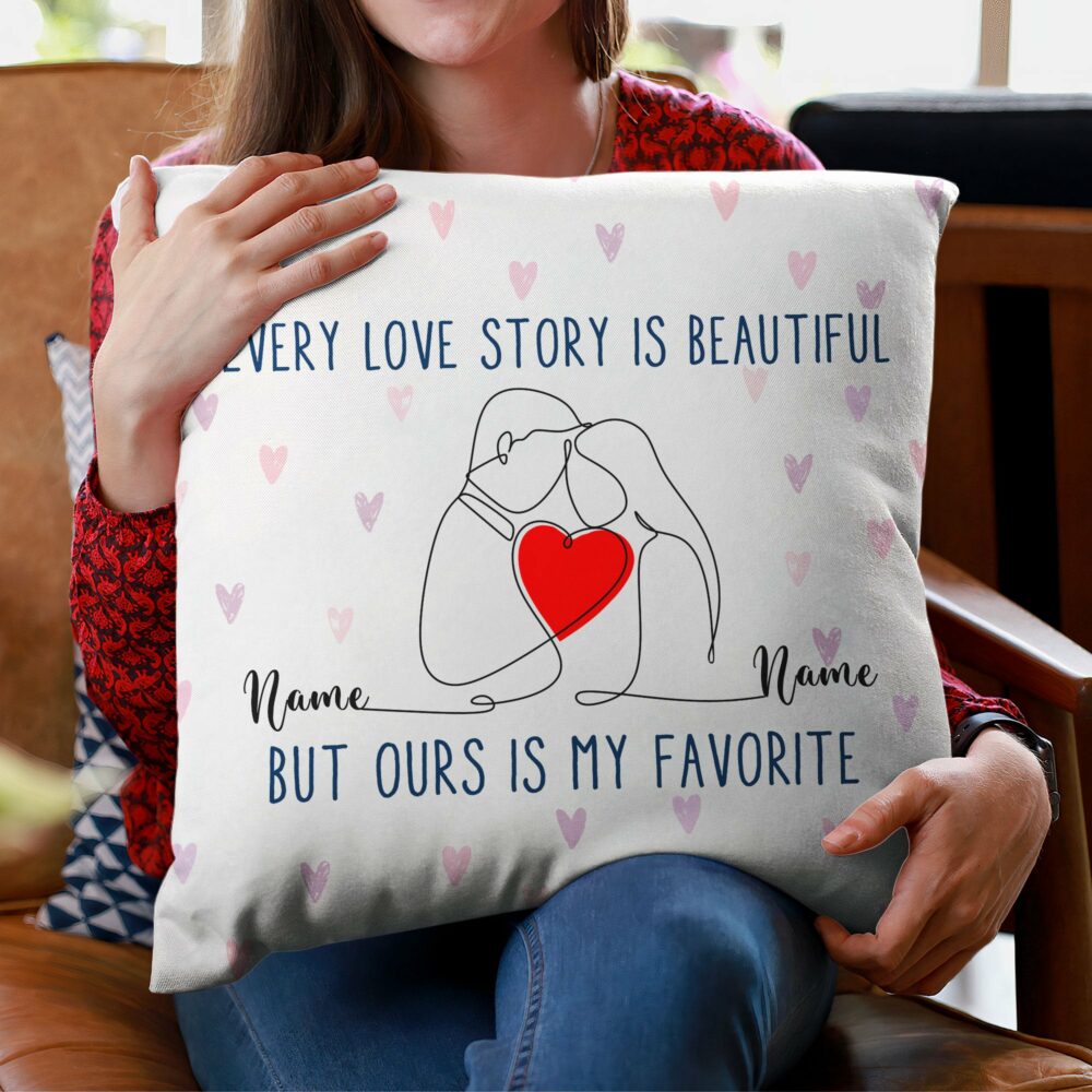Love Story Is Beautiful, Couple Valentine - Personalized Pillow - Gift For Couple, Partners, Husband and Wife - Image 3