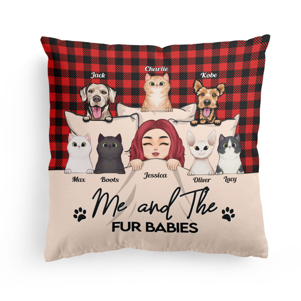Me And The Fur Babies - Personalized Pillow - Loving, Funny, Home Decor Gift For Pet Lovers, Cat & Dog Person, Fur Mom, Fur Dad