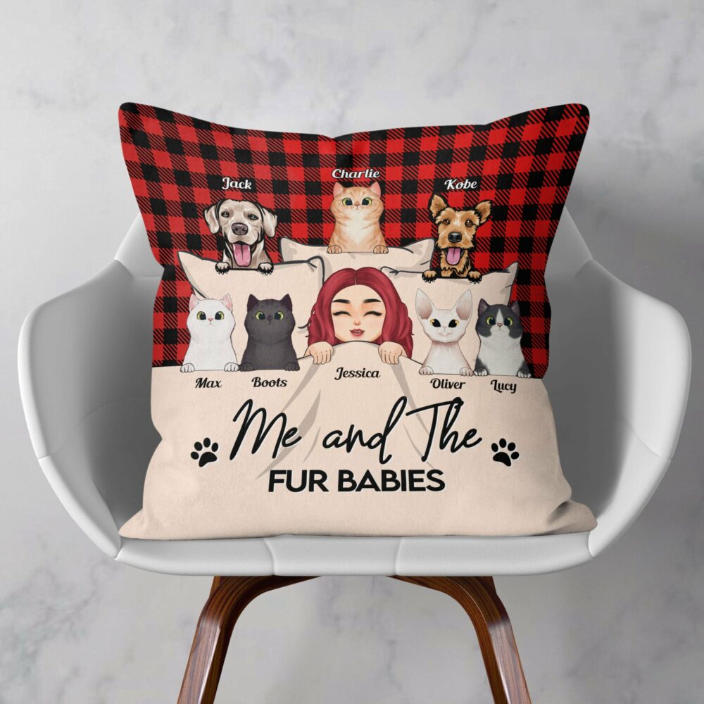 Me And The Fur Babies - Personalized Pillow - Loving, Funny, Home Decor Gift For Pet Lovers, Cat & Dog Person, Fur Mom, Fur Dad - Image 2