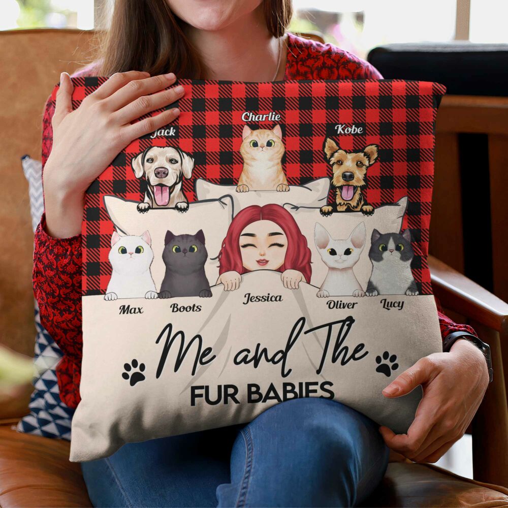 Me And The Fur Babies - Personalized Pillow - Loving, Funny, Home Decor Gift For Pet Lovers, Cat & Dog Person, Fur Mom, Fur Dad - Image 3