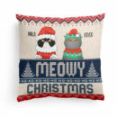 Meowy Christmas - Personalized Pillow - Christmas Home Decor Gift For Cat Lovers, Mom, Dad, Sisters, Brothers