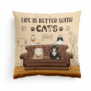 Life Is Better With Cats - Personalized Pillow - Birthday Gift For Cat Owner, Cat Lover