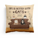 Life Is Better With Cats - Personalized Pillow - Birthday Gift For Cat Owner, Cat Lover