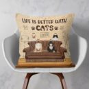 Life Is Better With Cats - Personalized Pillow - Birthday Gift For Cat Owner, Cat Lover