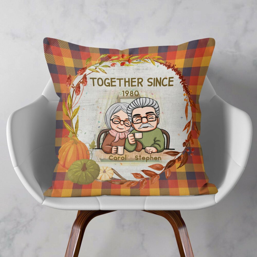 Together Since  - Personalized Pillow - Fall Vibe, Thanksgiving, Loving, Birthday, Anniversary Gift For Old Couple, Husbands & Wives, Parents, Grandparents - Image 4