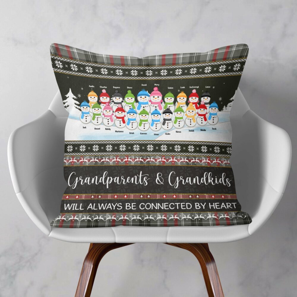Grandparents & Grandkids Connected By Heart - Personalized Pillow - Christmas, Home Decor, Loving Gift For Grandma, Grandpa, Granddaughters, Grandsons - Image 2