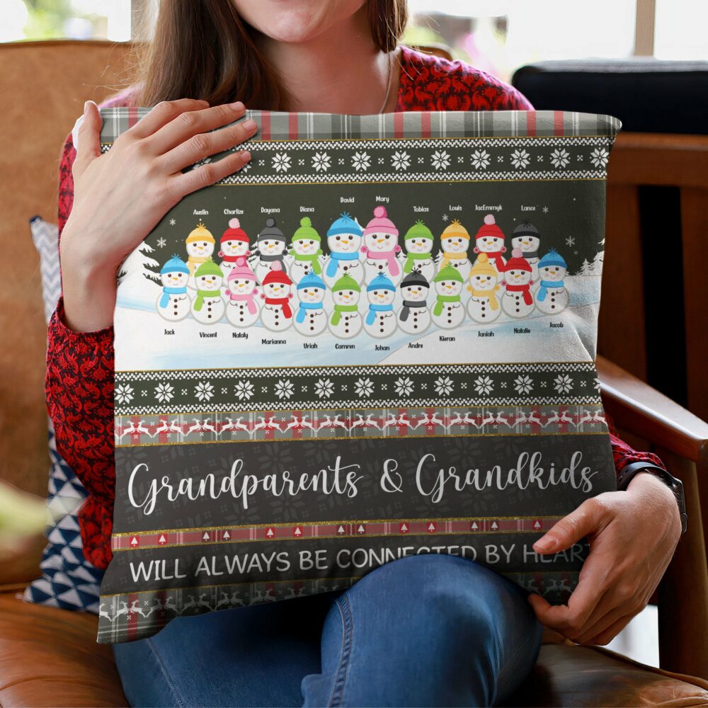 Grandparents & Grandkids Connected By Heart - Personalized Pillow - Christmas, Home Decor, Loving Gift For Grandma, Grandpa, Granddaughters, Grandsons - Image 3