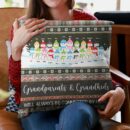 Grandparents & Grandkids Connected By Heart - Personalized Pillow - Christmas, Home Decor, Loving Gift For Grandma, Grandpa, Granddaughters, Grandsons