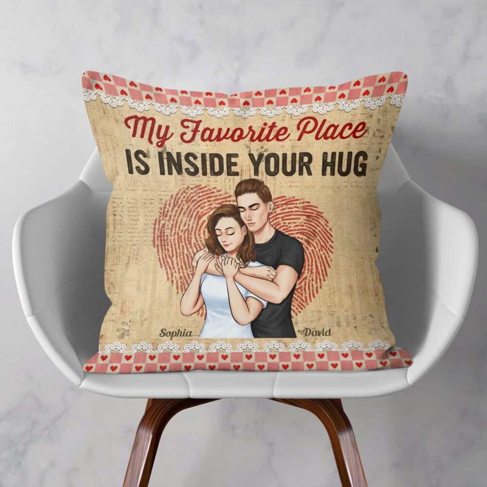 My Favorite Place Is Inside Your Hug - Personalized Pillow - Anniversary, Birthday Gift For Couple, Boyfriends, Girlfriends, Wife, Husband - Image 2