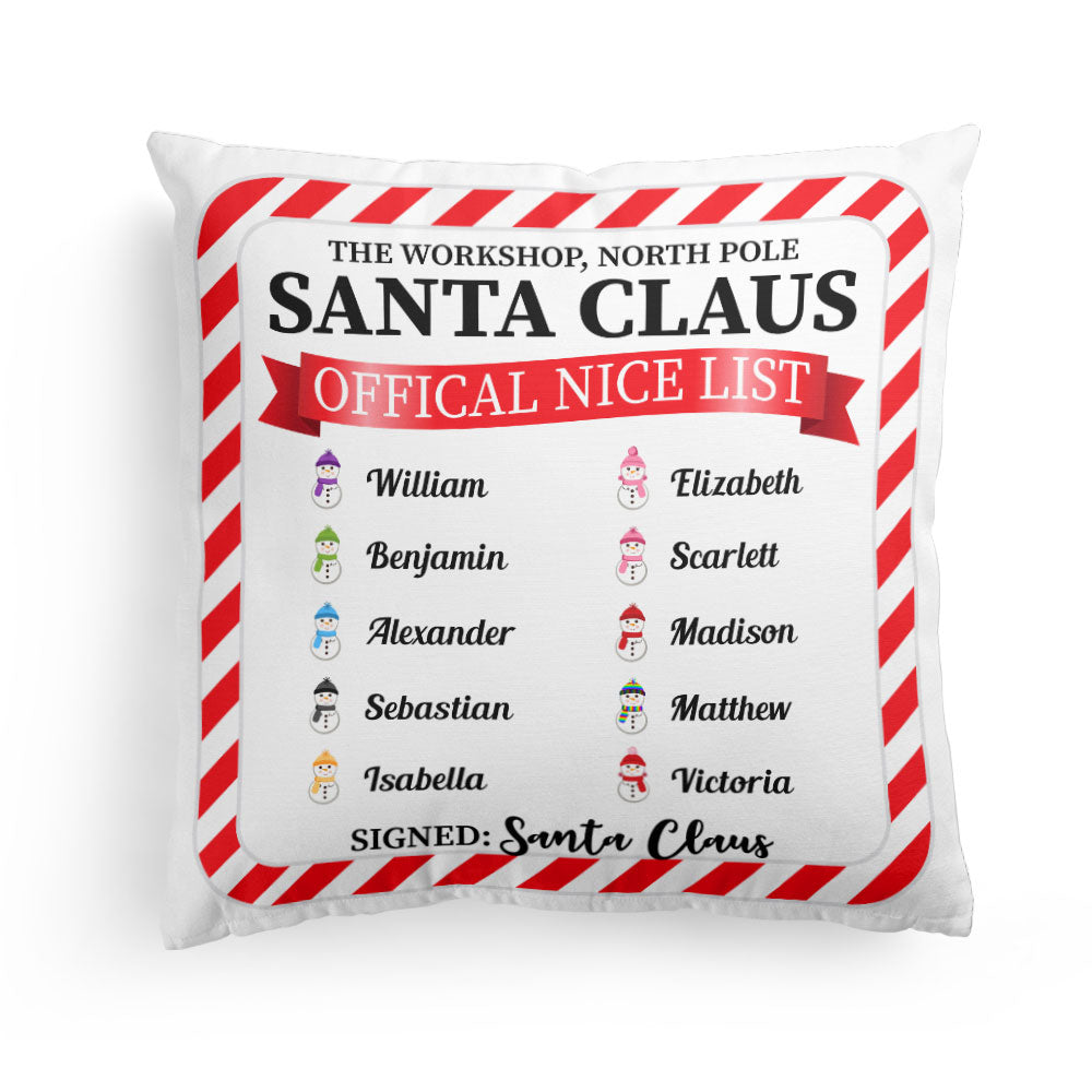 Official Nice List - Personalized Pillow - Christmas Gift, Funny Gift For Family Members, Children
