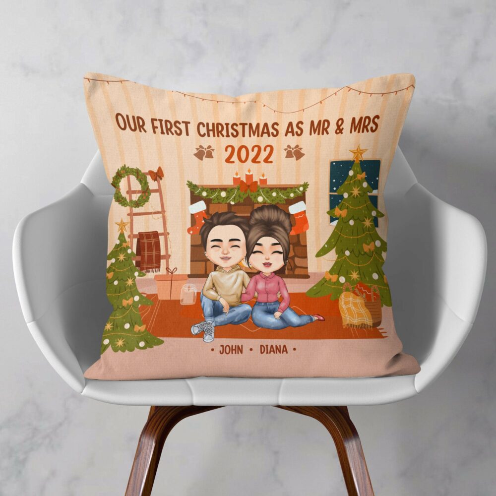 Our First Christmas As Mr. & Mrs. - Personalized Pillow - Christmas, Birthday, Loving Gift For Couples, Husband, Wife - Image 3