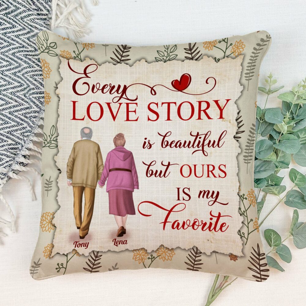 Our Love Story Is My Favorite - Personalized Pillow - Anniversary Gift For Spouse, Partner, Husband & Wife