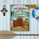 Personalized Flamingo Beach House Salty Kisses Custom Classic Metal Signs