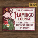 Personalized Flamingo Lounge Best Drinks In Town Custom Classic Metal Sign