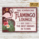 Personalized Flamingo Lounge Best Drinks In Town Custom Classic Metal Sign