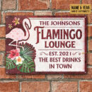 Personalized Flamingo Lounge Best Drinks In Town Custom Classic Metal Sign