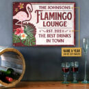 Personalized Flamingo Lounge Best Drinks In Town Custom Classic Metal Sign