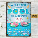 Personalized Flamingo Swimming Pool But Memories Customized Classic Metal Signs