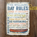 Personalized Kayak Bay Rules Wake Up Customized Classic Metal Signs