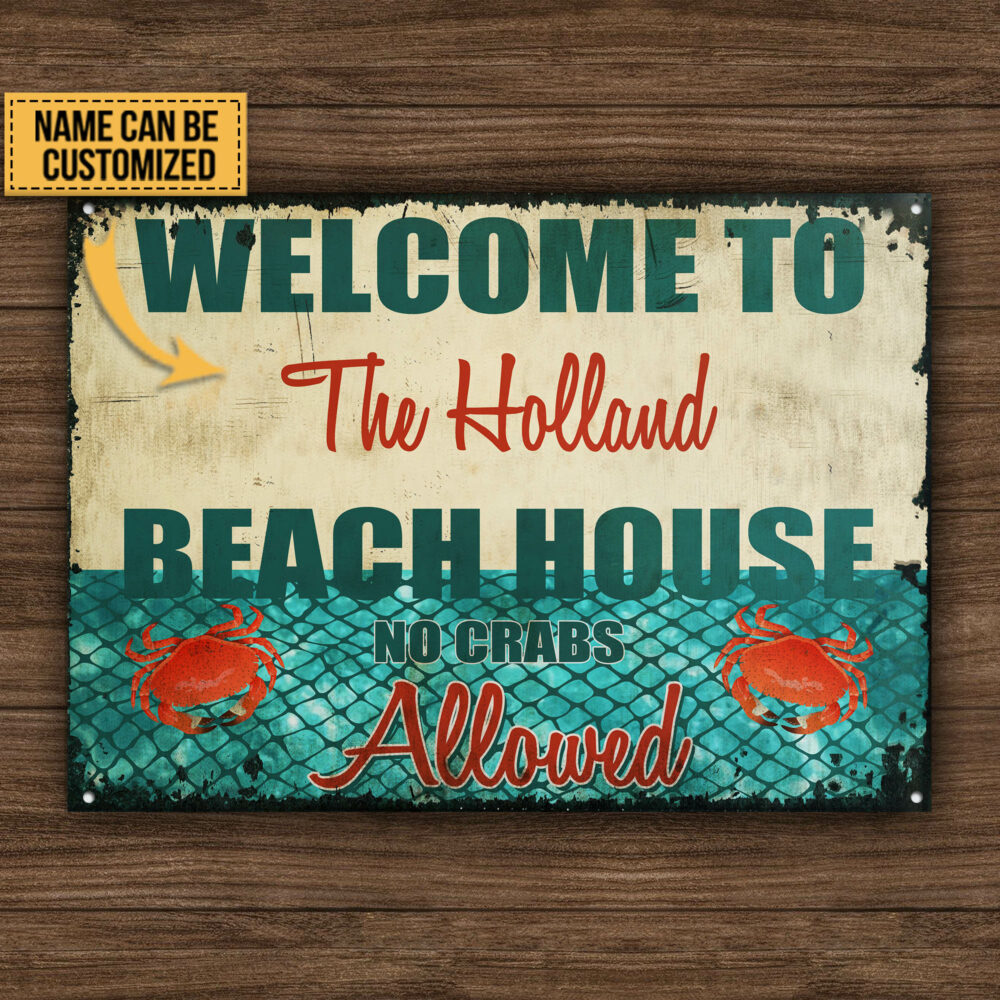 Personalized Beach No Crabs Customized Classic Metal Signs - Image 4