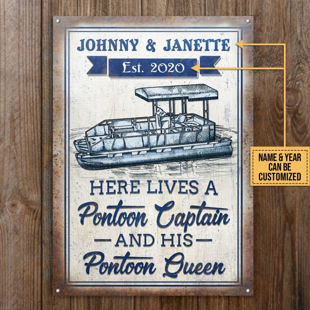 Personalized Pontoon Here Lives Customized Classic Metal Signs - Image 4