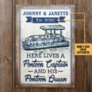 Personalized Pontoon Here Lives Customized Classic Metal Signs