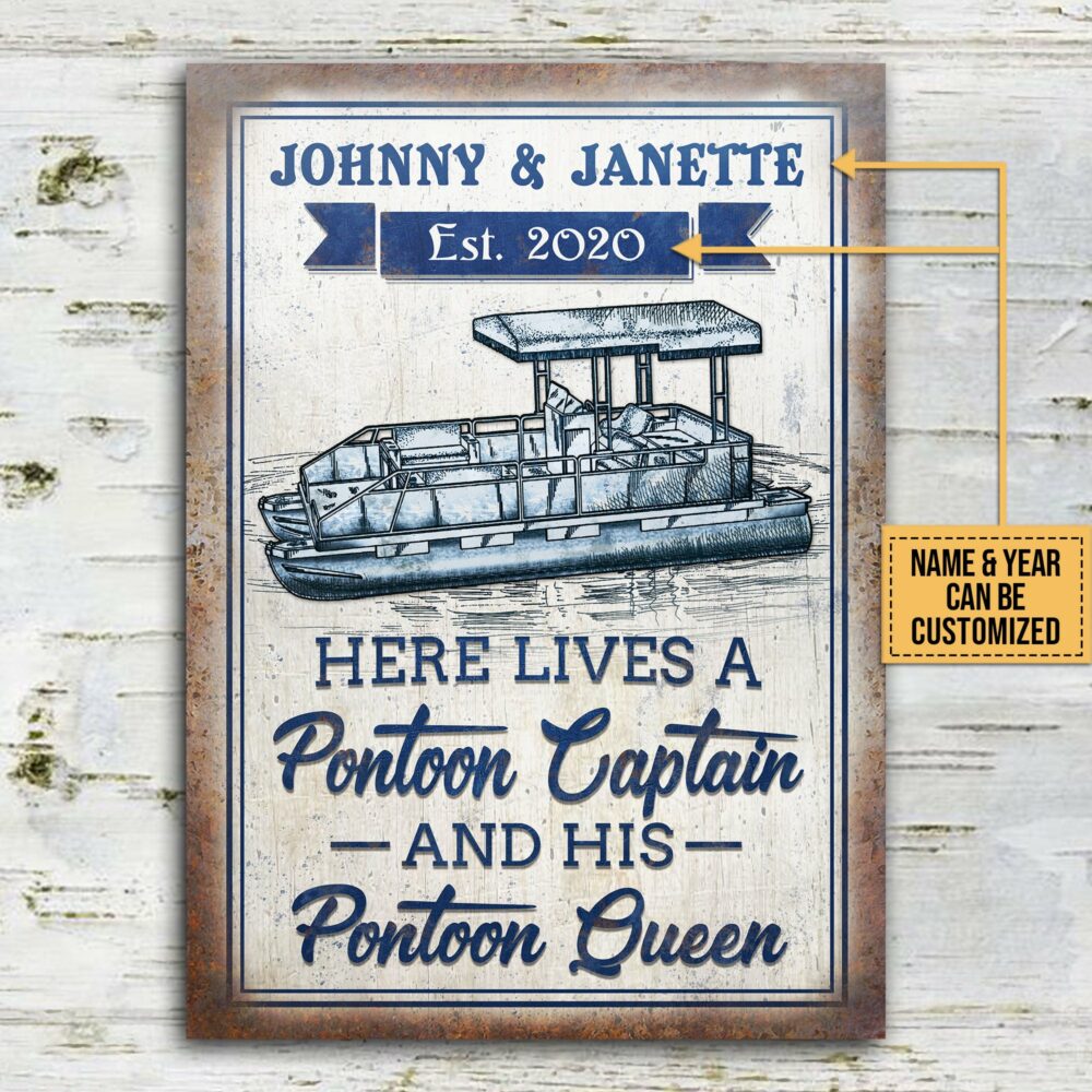 Personalized Pontoon Here Lives Customized Classic Metal Signs - Image 3