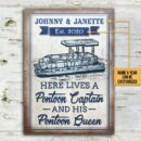 Personalized Pontoon Here Lives Customized Classic Metal Signs