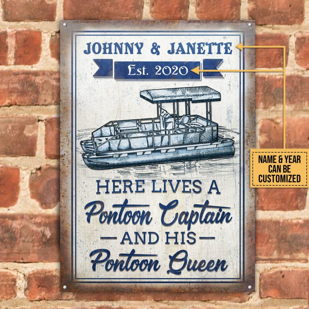 Personalized Pontoon Here Lives Customized Classic Metal Signs - Image 2