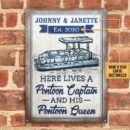 Personalized Pontoon Here Lives Customized Classic Metal Signs