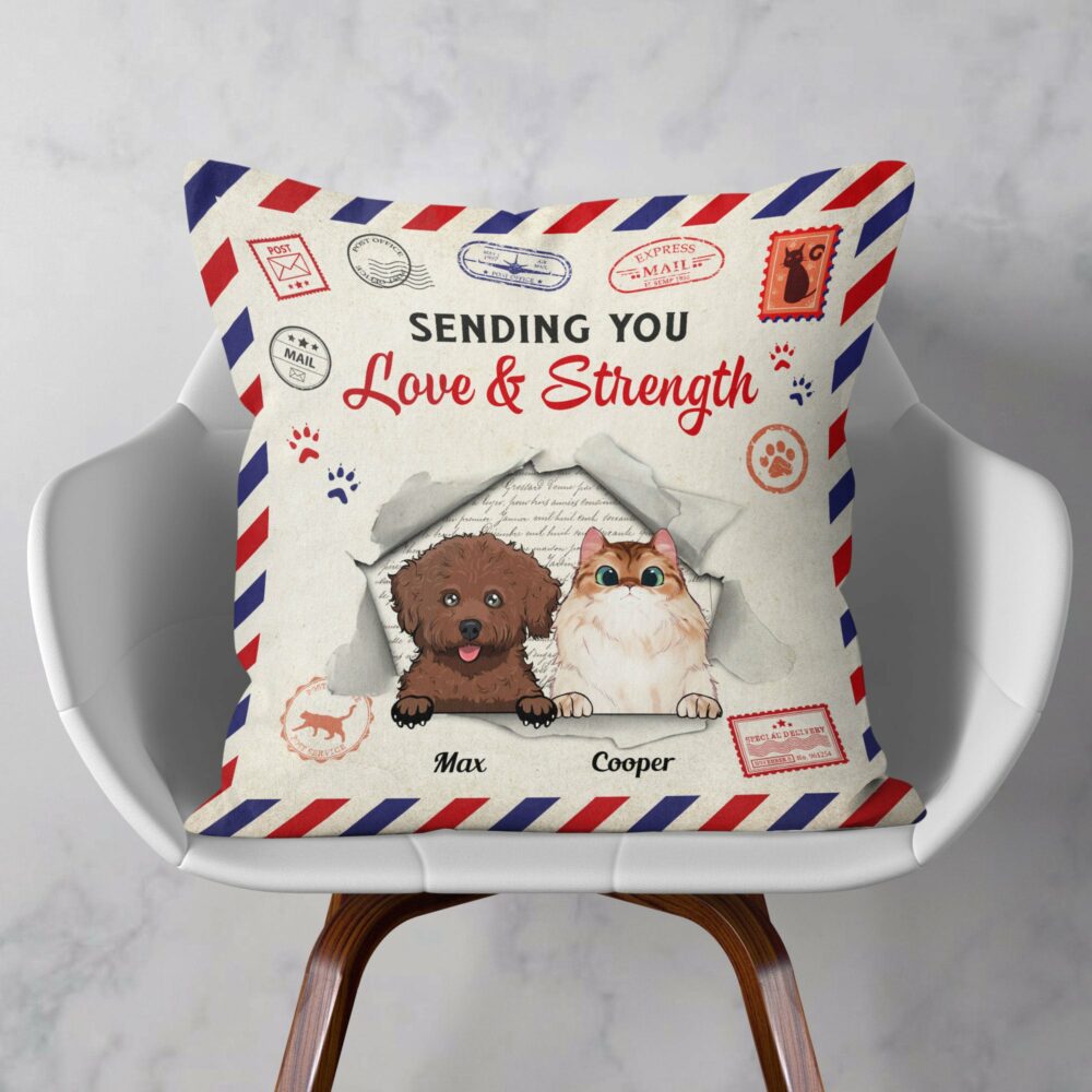 Sending Love And Strength - Personalized Pillow - Birthday, Loving Gift For Cat & Dog Lover, Pet Owner, Pet Mom, Pet Dad - Image 3
