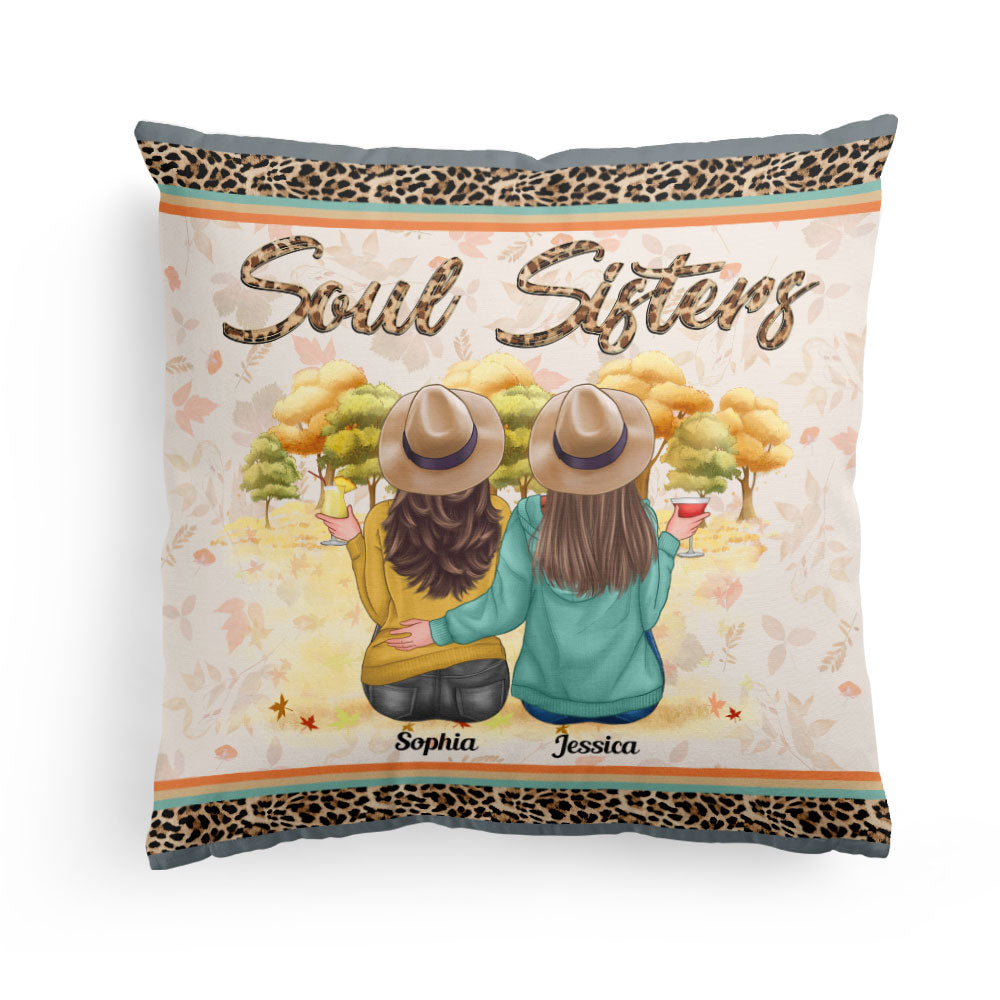 Soul Sisters - Personalized Pillow - Birthday Gifts, Fall Season Gift For Besties, Soul Sisters, BFF