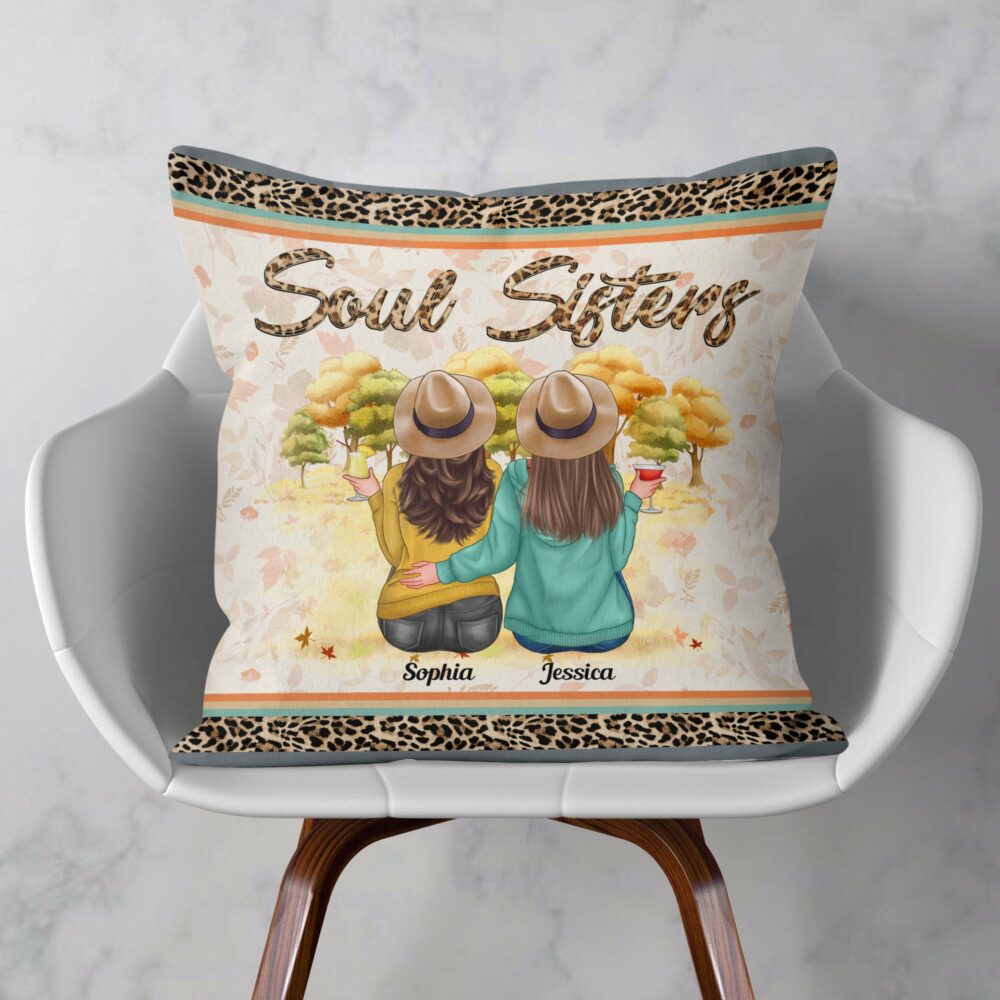 Soul Sisters - Personalized Pillow - Birthday Gifts, Fall Season Gift For Besties, Soul Sisters, BFF - Image 2