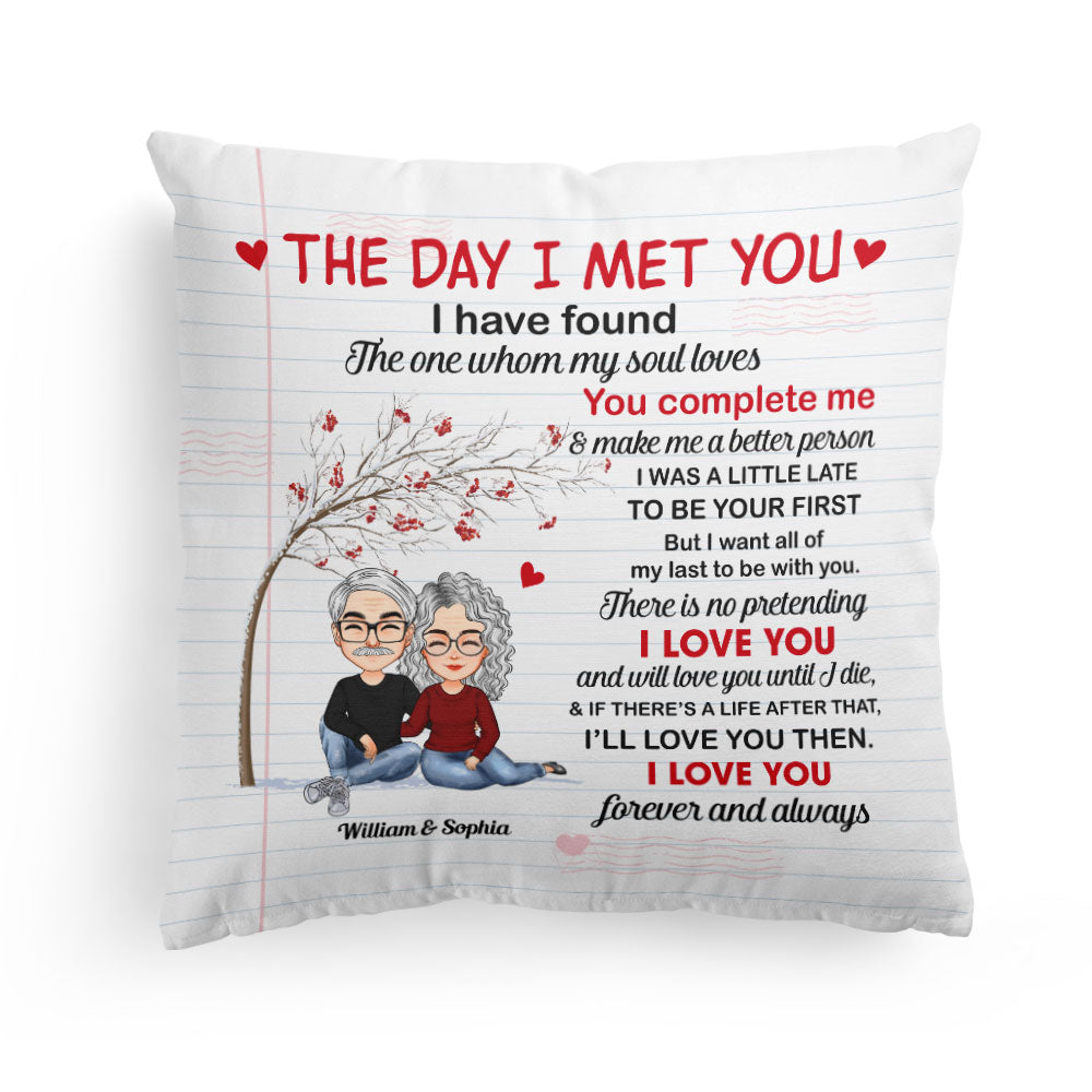 The Day I Met You - Personalized Pillow - Anniversary Gift For Couple, Lover, Husband, Wife, Appreciate Gift