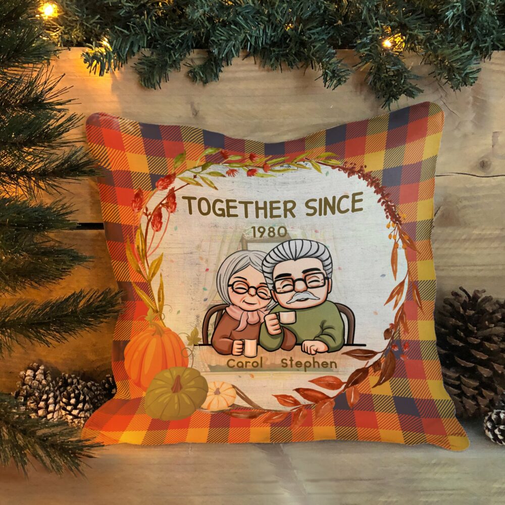 Together Since  - Personalized Pillow - Fall Vibe, Thanksgiving, Loving, Birthday, Anniversary Gift For Old Couple, Husbands & Wives, Parents, Grandparents - Image 3