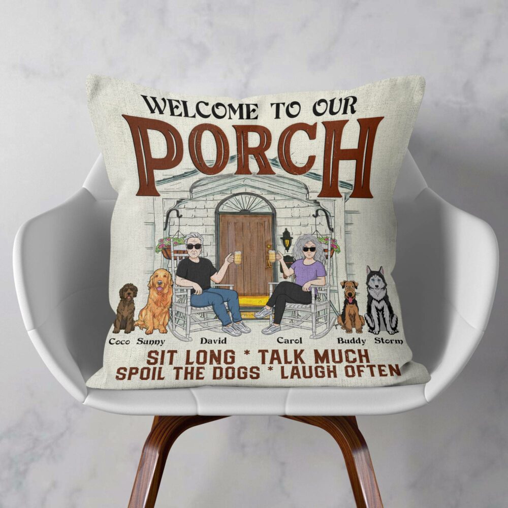 Welcome To Our Porch - Personalized Pillow - Birthday, Summertime Decor, Housewarming Gift For Family, Friends, Dog Lovers, Dog Owner - Image 2